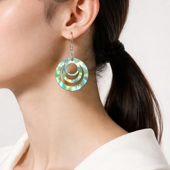 Elegant Iridescent Hoop Earrings - Picture 1 of 2